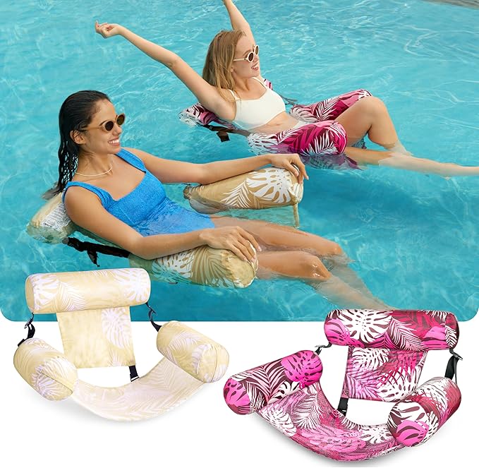 SLOOSH Inflatable Pool Floats Adult,2 Packs Floating Lounge Chairs,Blow up Pool Noodles for Adult Heavy Duty,Floating Chair for Party Summer Water Beach Lake Fun
