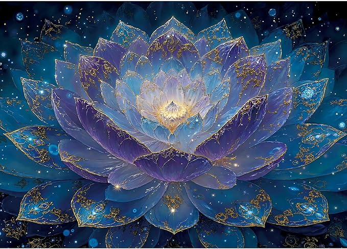 Puzzles for Adults 1000 Pieces, Mandala Lotus Flower Plant, 1000 Piece Puzzle for Adults Seniors, Hard Jigsaw Puzzles for Adult with Letters on Back for Relaxation & Home Decor, 1:1 Poster