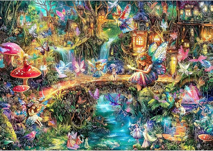 Blueforest 1000 Piece Puzzle for Adults - Magical Fairy Forest Fantasy Art, 27.5x19.7 Inches Premium Jigsaw Puzzle for Game Nights Relaxation & Home Decor