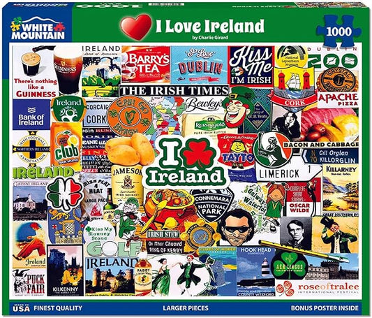 White Mountain 1000 Piece Jigsaw Puzzle Irish Culture Collage Puzzles with Large Pieces for Adults and Family 24"x30" – I Love Ireland