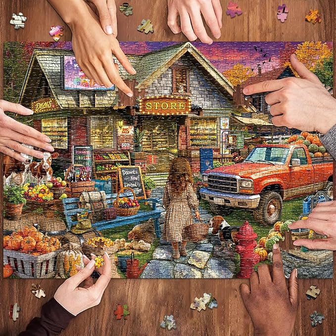 HUADADA Puzzles for Adults 1000 Pieces,Challenging Game Toys, Puzzles 1000 Pieces,Impossible Puzzle, Family Decoration Puzzle 1000-Countryside Supermarket
