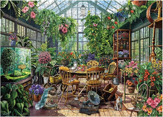 Flower Plant Garden Puzzle 1000 Pieces for Adults, Spring Greenhouse Jigsaw Puzzle Botanical, Colorful Floral Puzzle