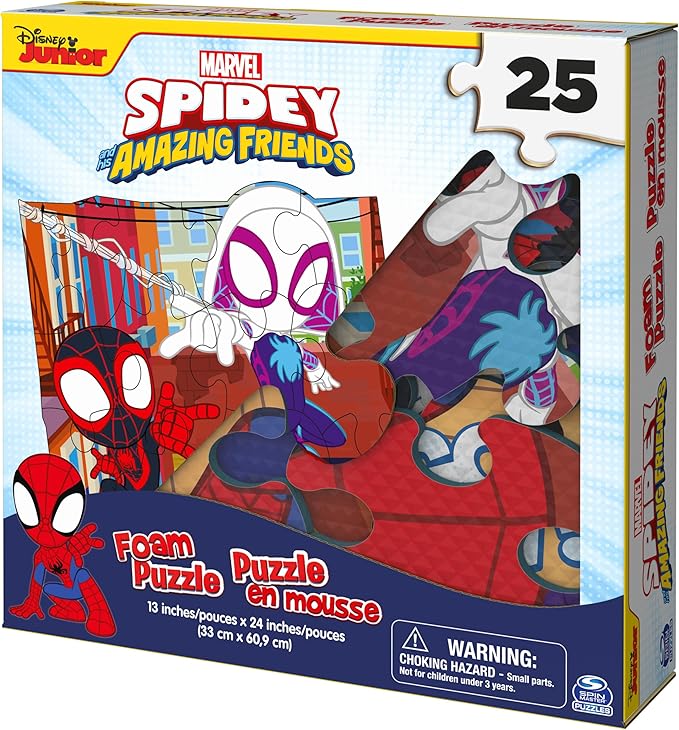 Spin Master Games, Marvel Spidey and His Amazing Friends Puzzles, Squishy Foam Puzzle, 25 Pieces, Spiderman Toys, for Ages 4 & Up