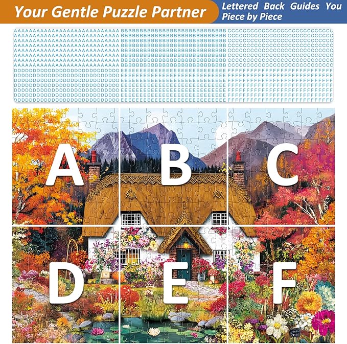300 Piece Puzzle for Adults,Harvest at The Cabin Puzzle for Kids Teens Adults,Interlock Perfectly Letter on Back,Autumn Scene Jigsaw Puzzle,Gifts for Halloween Christmas Family Games Lovers,20.5*15In
