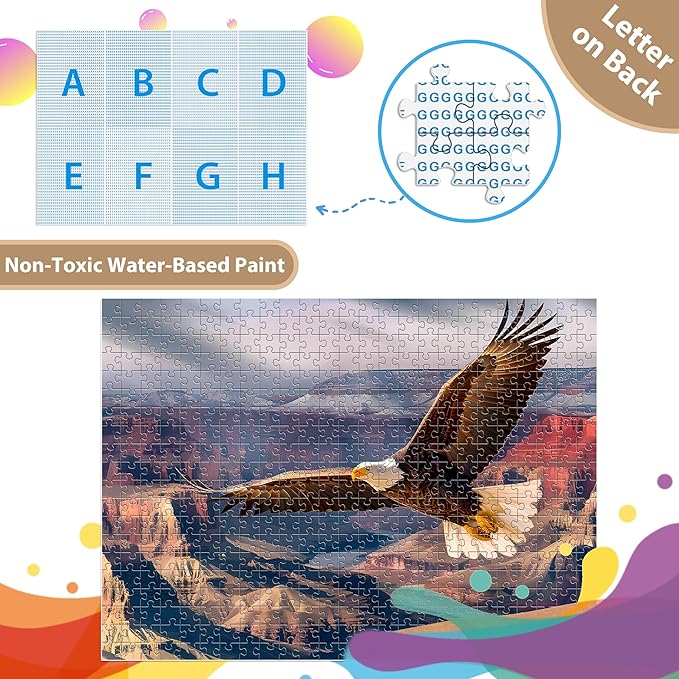 Jigsaw Puzzles for Adults 500 Pieces, Eagle Puzzles for Teens Elderly Interlock Perfectly Letter on Back No Dust, Home Decor Family Fun Puzzle Games Toys Gift for Men Women Seniors (21"X15")
