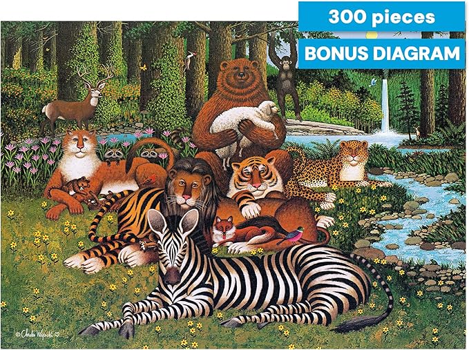 Buffalo Games – 300 Charles Wysocki: Chumbuddies Oversized Piece Jigsaw Puzzle Larger Shapes - Great for Adults, Seniors, Family, Kids, Easy to Grip