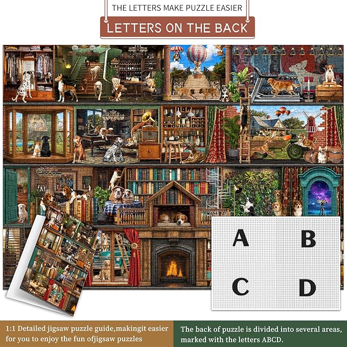 HUADADA Puzzles for Adults 1000 Pieces,Dog Theater Difficult Puzzles for Adults,1000 Piece Puzzle for Adults ‌Family Interactive Game Gift