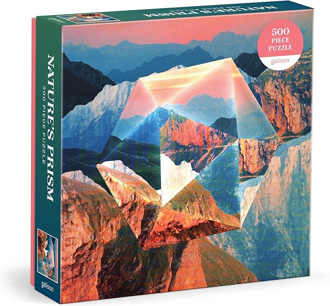 Galison Nature's Prism – 500 Piece Puzzle Featuring Prisms Superimposed Over Vibrant Canyon Filled Landscapes