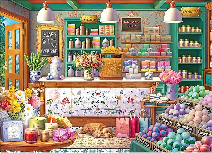 RoseArt - Kodak Premium - 1000 Piece Jigsaw Puzzle for Adults – Soap & Candle Shop – Cozy Boutique with Flowers, Candles & Bath Bombs – Relaxing Home Décor Scene – 26.625 x 19.25 Inches