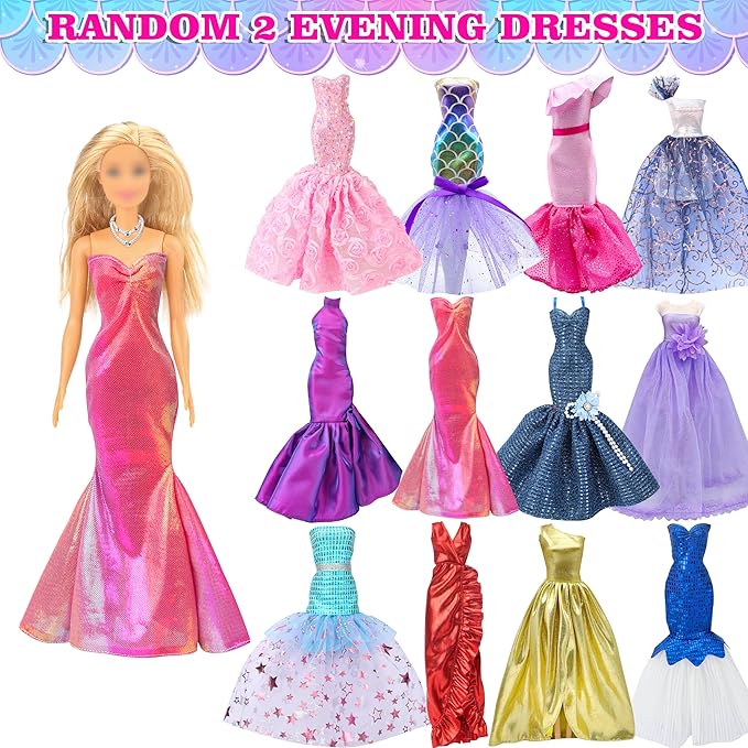 Style Shine Doll Clothes and Accessories Set, Wedding Gowns, Evening Dresses, Fashion Dresses, Casual Outfits Top and Pant, Swimsuit Bikini, Hangers, Shoes and Accessories Toys for Girl Birthday Gift