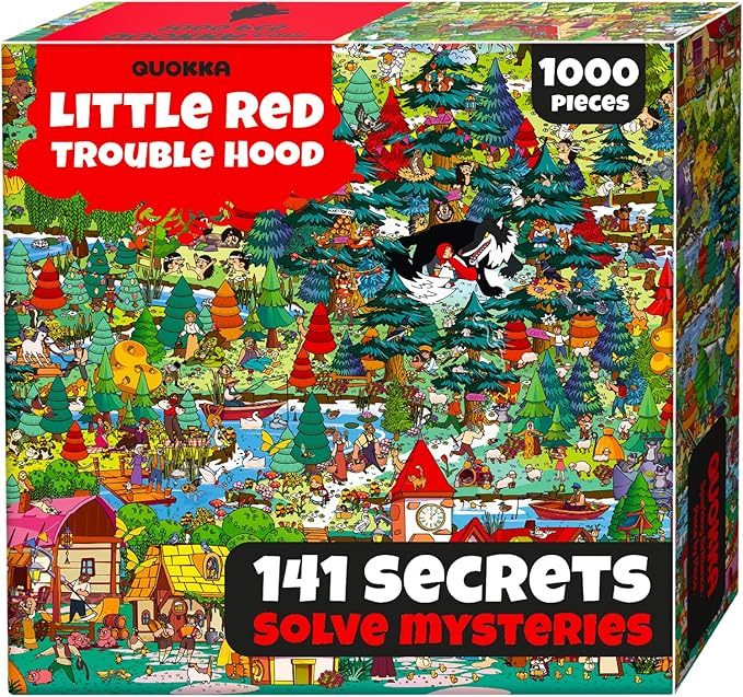 QUOKKA 1000 Piece Jigsaw Puzzle for Adults Red Riding Hood – Puzzles for Adults 1000 Pieces Premium Box Packaging - Extra Fun Hidden Secrets & Audio Story – Perfect Relaxation Creativity Gift