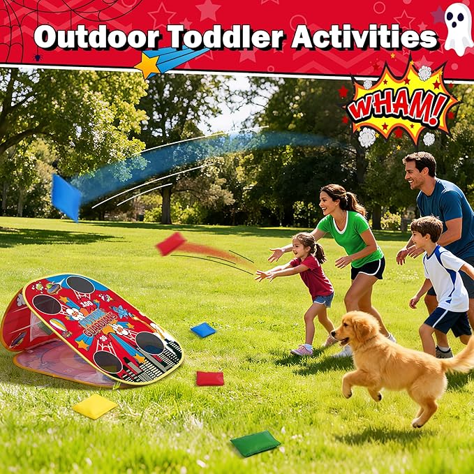 Spider Bean Bag Toss Game for Kids – 3-in-1 Cornhole Board Outdoor Toys for Toddlers, Family Fun Games for Beach & Yard, Birthday Easter Gifts for Ages 3 4 5 6 7 8-12 Year Old Boys Girl