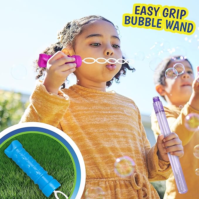Sunny Days Entertainment Maxx Bubbles 4oz Bubble Wands – 6 Pack Bubble Wand Toy | Summer Fun, Outdoor Birthday Party Favors for Kids, 101799 Blue