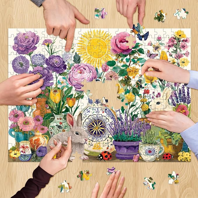 300 Pieces Jigsaw Puzzles for Adults, Summer Garden Jigsaw Puzzle for Adults Elders Seniors, Birds and Floral Puzzle, Interlock Perfectly Letter on Back, Home Decor Party Gift Toy 20.5 x 15 in