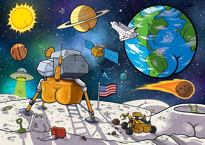 Ceaco - Brian Cook - Butts in Space - Large Piece Jigsaw Puzzle - Relaxing and Fun Activity for Adults