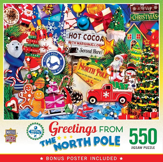 Masterpieces 550 Piece Jigsaw Puzzle For Adults, Family, Or Kids - Greetings From The North Pole - 18"x24"