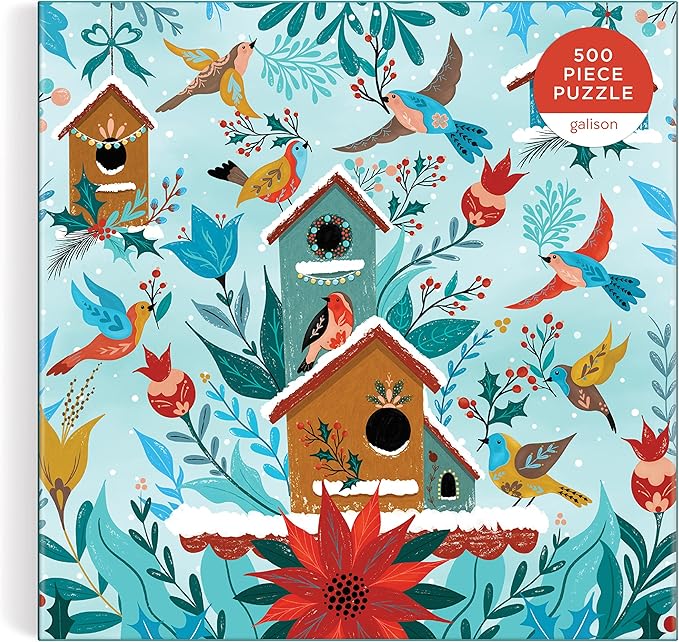 Galison Winter Perch 500 Piece Puzzle from Galison - 20" x 20" Winter Themed Puzzle That is Perfect for The Holidays, Colorful Artwork, Thick and Sturdy Pieces, Makes a Wonderful Gift!