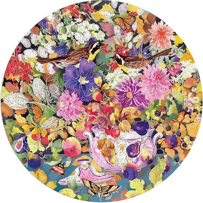 eeBoo 500 Piece Puzzle - Autumn Bouquet Jigsaw Puzzle for Adults, Circular with 23" Diameter Made with Recycled Board & Vegetable-Based Ink