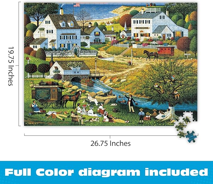 Buffalo Games - 1000 Piece Jigsaw Puzzle Charles Wysocki Hound of The Baskervilles, Made in USA, Premium Recycled Board, Reference Diagram
