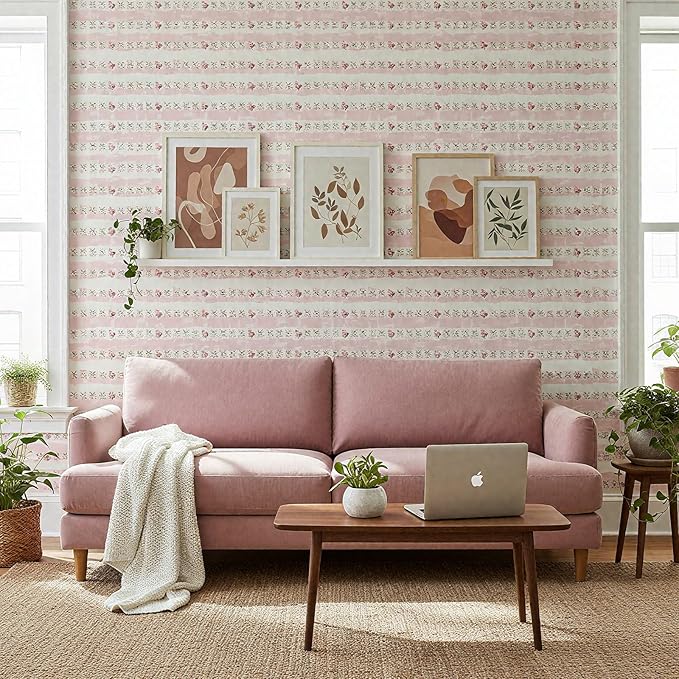 Flutesan 3 Pcs Miniature Dollhouse Wallpaper and Flooring Peel and Stick 1:12 Scale Self Adhesive Doll House Wallpaper DIY Mini Dollhouse Accessories 8.27 x 11.69 Inch(Pink Flower)