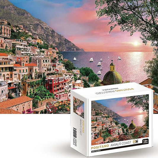 1000 Piece Jigsaw Puzzles for Adults Teens Kids - Fine Art Challenging, ‌Positano Amalfi Coast 1000Pcs Puzzle, Family Game Gift, Size 27"x20"