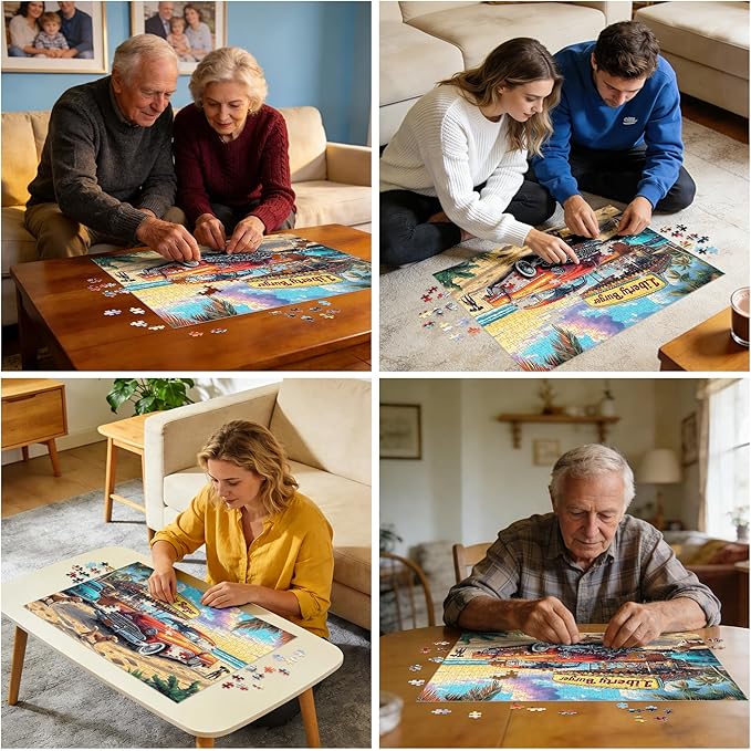 500 Piece Puzzle for Adults, Beach Store Puzzle, Recycled Cardboard Car Dog Jigsaw Puzzles 500 Pieces, Challenging Puzzles Game Home Decor Birthday Party Gift Toy for Seniors 20.5 * 15 inch