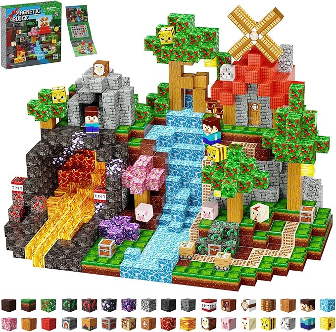 Magnetic Building Blocks, STEM Toys Educational Magnet Cubes for Kids Ages 4-12 (Rock Forest-200pcs)