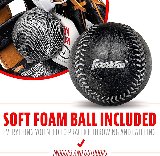Franklin Sports Kids Baseball Gloves - RTP Youth Teeball Glove + Ball Set - Boys + Girls Teeball Mitt - Kids + Toddlers - 9.5"
