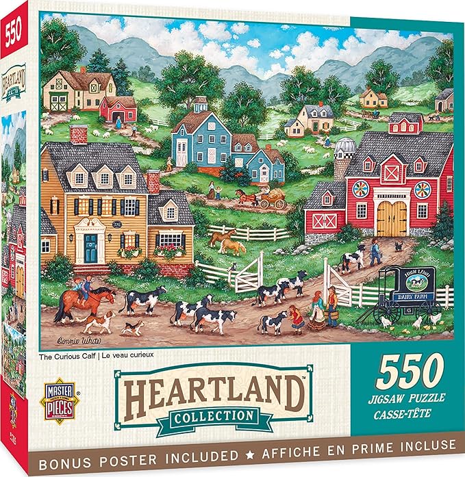 MasterPieces - 550 Piece Jigsaw Puzzle, The Curious Calf, Fun for Adults, Family, Kids, 18" x 24"