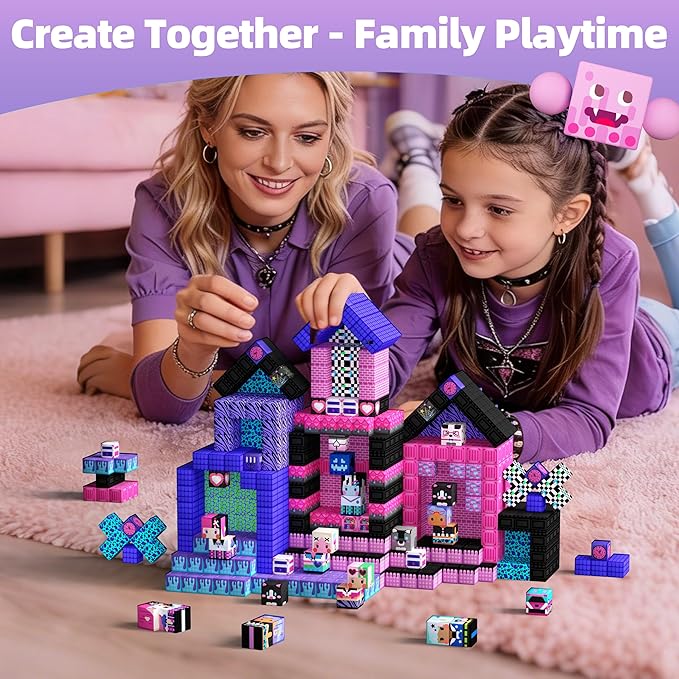 GobiDex 200PCS Magnetic Building Blocks for Kids, STEM Toys to Build MagWonder Castle & World, Creative Sensory Play Gift for Girls Ages 3+