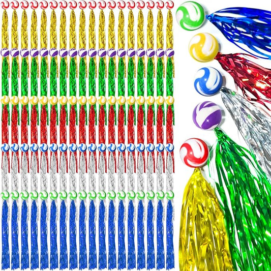 120 Pcs Comet Balls Rubber Bouncy Balls Bulk with Colorful Streamers for Birthday Party Favors Pinata Goodie Bag Stuffers parade throws,Assorted Colors
