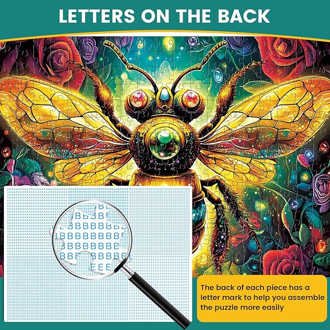 300 Pieces Jigsaw Puzzle for Adults, Bee Jigsaw Puzzles, Recycled Cardboard Puzzle, Coolest Queen Bee Jigsaw Puzzle for Kids Adults Seniors, Great for Family Games, 20.5 * 15 Inch