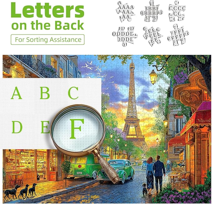 Blueforest 1000 Piece Puzzle for Adults - Charming Paris Street Eiffel Tower Landscape, 27.5x19.7 Inches Premium Jigsaw Puzzle for Game Nights Relaxation & Home Decor