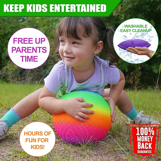 Playground Balls 8.5 Inch, Kickball Dodgeball for Kids and Adults - Bouncing Dodge Ball, Handball, Square Game for Outdoor & Indoor + Free Pump & Mesh Bag