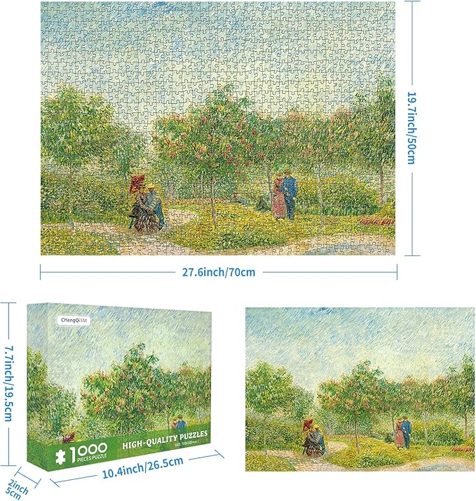 1000 Piece Puzzle for Adults - Garden With Courting Couples by Vincent Van Gogh - The Garden With Lovers Oil Painting Jigsaw Puzzle