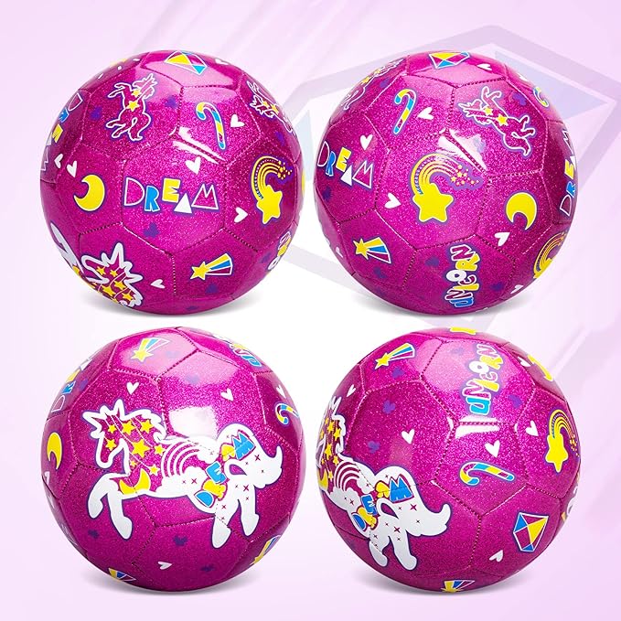 ZOOJOY Size 3 Soccer Ball Girls, Kids Pink Unicorn Soccer Ball, Gift for Toddlers with Pump, Outdoor/Indoor Play Toys for Baby Girls Boys Ages 2 3 4 5 6 7 8