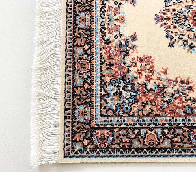 Set of 2 Dollhouse Area Rugs – Miniature Carpet Accessories for Doll Houses, 10 x 7 Inch Rectangular Floor Décor, Oriental Style