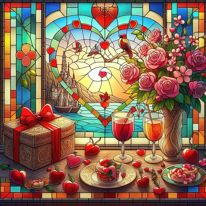 Puzzles for Adults 1024 Pieces, Heart Jigsaw with Poster Letter on Back, Unique Pieces Fit Well No Dust (22.8"x22.8")