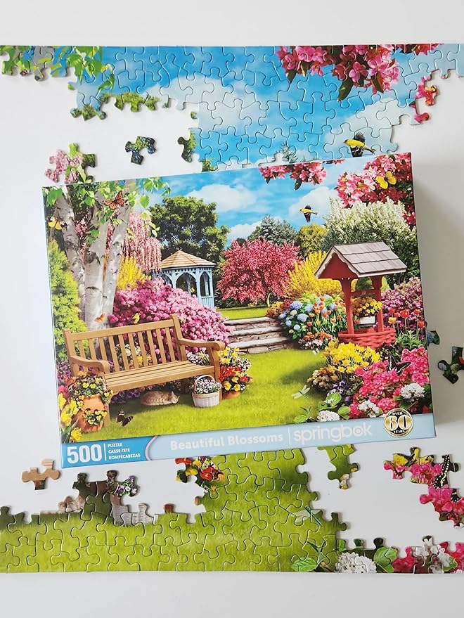 Springbok Beautiful Blossoms 500 Piece Jigsaw Puzzle for Adults Features a Dreamy Garden Scene in Spring with Blooms of Every Color