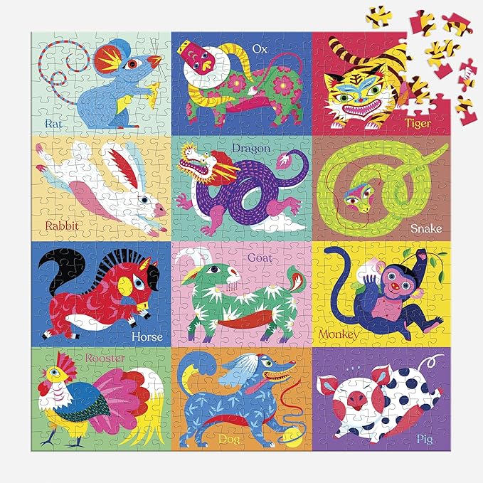 Mudpuppy Chinese Zodiac – 500 Piece Family Jigsaw Puzzle Featuring Colorful Illustrations of The 12 Animals Represented in The Chinese Zodiac