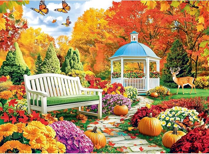 300 Pieces Puzzles for Adults,Enchanting Autumn Garden & Pumpkin Puzzle for Adult,300 Pieces Puzzles for Seniors Large Piece,Puzzle for Kids Ages 8-10,Challenging Family Game, 20.5 x 15 in