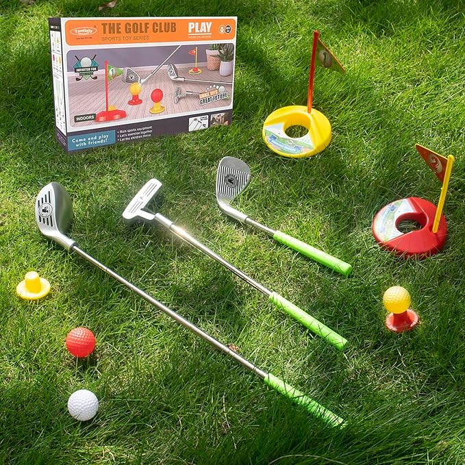 Kids Golf Clubs Set for Ages 3-8, Adjustable, Indoor & Outdoor, Golf Club Plastic, Gift for Boys and Girl