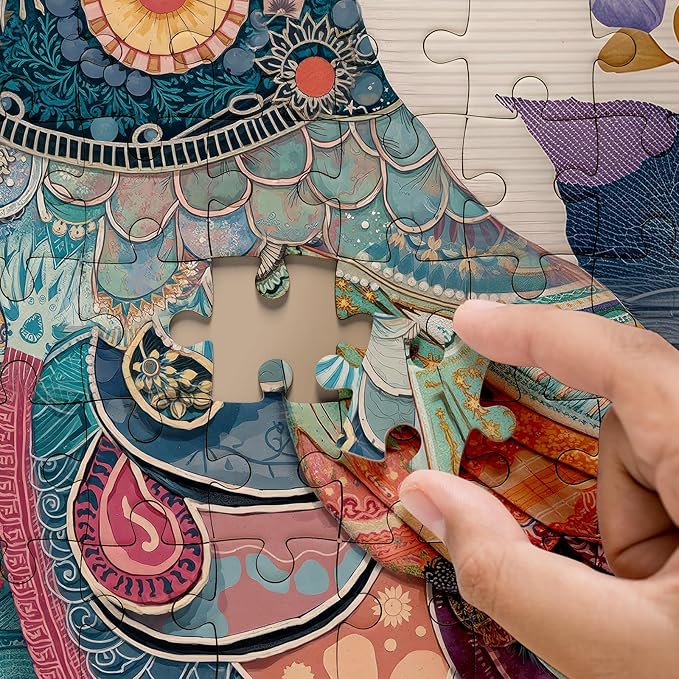Vintage Flower Bird Puzzle 1000 Pieces for Adults, Colorful Totem Floral Collage Jigsaw Puzzle, Spring Bohemian Animal Art Puzzles