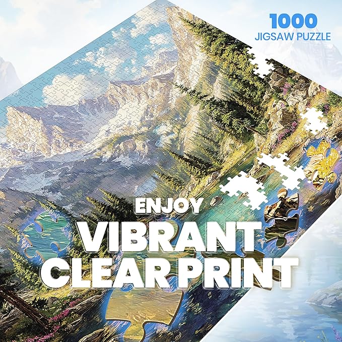 Puzzles for Adults 1000 Pieces, National Park Nature Snow Mountain Lake Forest, 1000 Piece Puzzle for Adults Seniors, Hard Jigsaw Puzzles with Letters on Back, 1:1 Poster