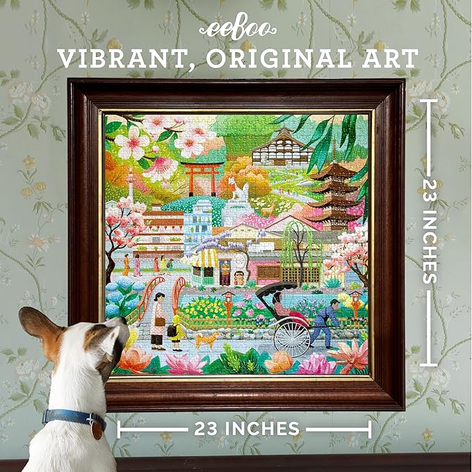 eeBoo 1000 Piece Puzzle - Seasons in Kyoto Jigsaw Puzzle for Adults, Square 23" x 23" Made with Recycled Board & Vegetable-Based Ink