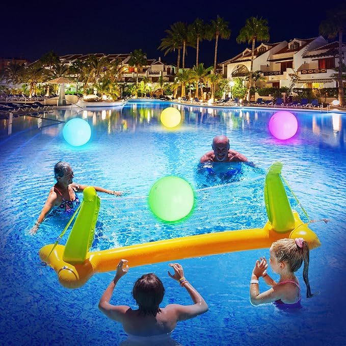 Pool Toys - 16" Light Up Beach Ball, 1/2/4 Pack Glow in The Dark Balls with 8 LED Modes, Pool Games for Adults, Teens and Kids, LED Ball for Outdoor or Indoor Activities