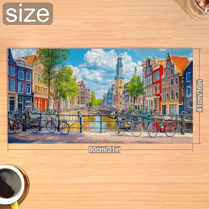 Bimkole Amster Canal Puzzles for Adults 1000 Pieces, Architecture Paper Jigsaw Puzzle 1000 Pieces - Fun and Challenging Family Decoration Puzzle Great Gift Idea, Finished Size is 31.5 x 16.14 in