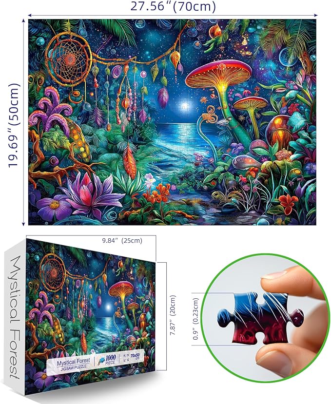Blueforest 1000 Piece Puzzle for Adults - Enchanted Tropical Moonlit Dreamcatcher Fantasy Art, 27.5x19.7 Inches Premium Jigsaw Puzzles for Game Nights Relaxation & Home Decor