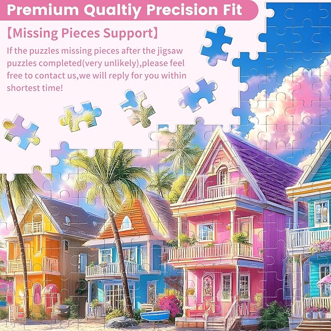 300 Pieces Jigsaw Puzzles for Adults, Color House Puzzle for Adults Children Seniors, Oil Painting Style Puzzle 300 Pieces, Gift for Birthday, Home Decor, Fun for Family Entertainment(20.5 * 15 in)