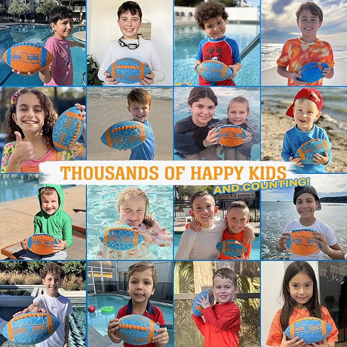 Water Football for Pool & Beach - Best Pool Toys for Kids All Ages - Easy Grip & Soft to Catch Footballs - Fun Outdoor Games Sports Toy - Easter Gifts for Boys 5 6 7 8 9 10 11 12 + Year Old Boy & Girl